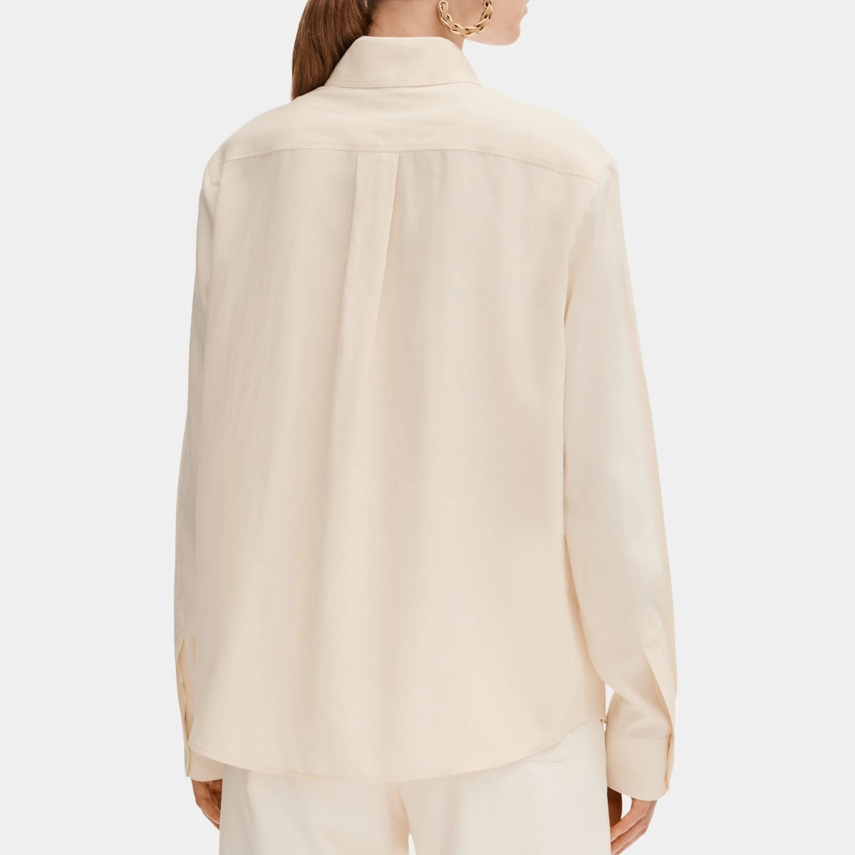 Long-sleeved Shirt in Silk Light Yellow