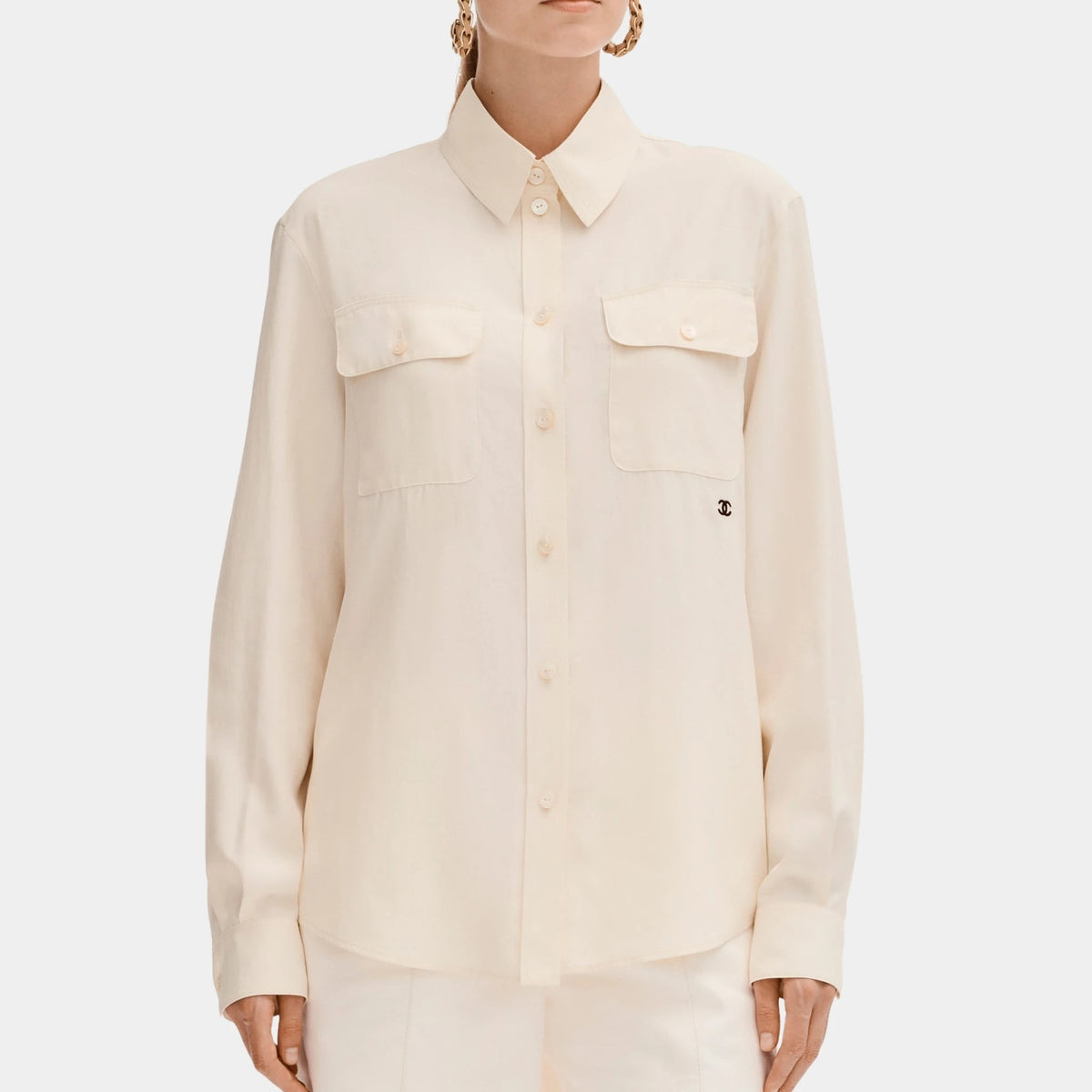 Long-sleeved Shirt in Silk Light Yellow