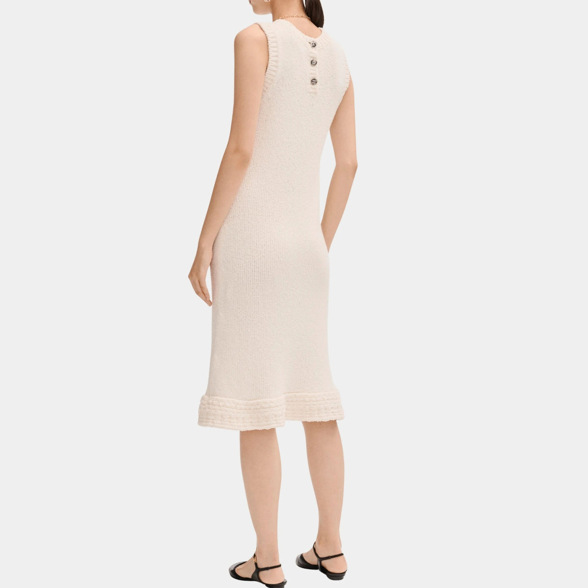 Midi Dress in Silk Ecru