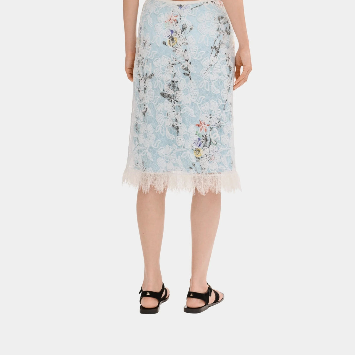 Midi Skirt in White Lace