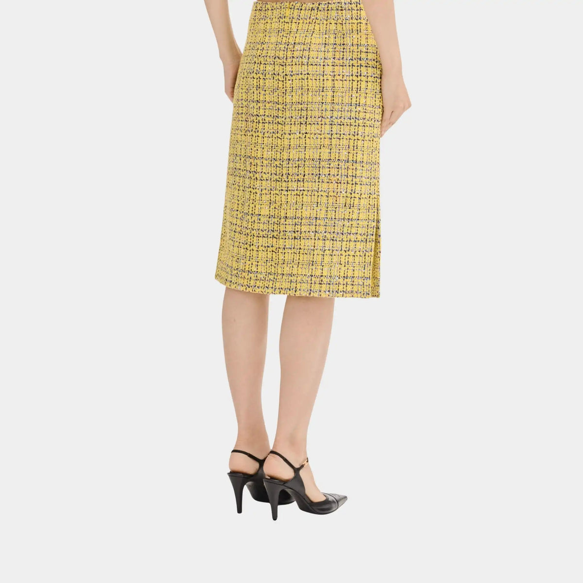 Midi Skirt in Yellow Cotton Tweed