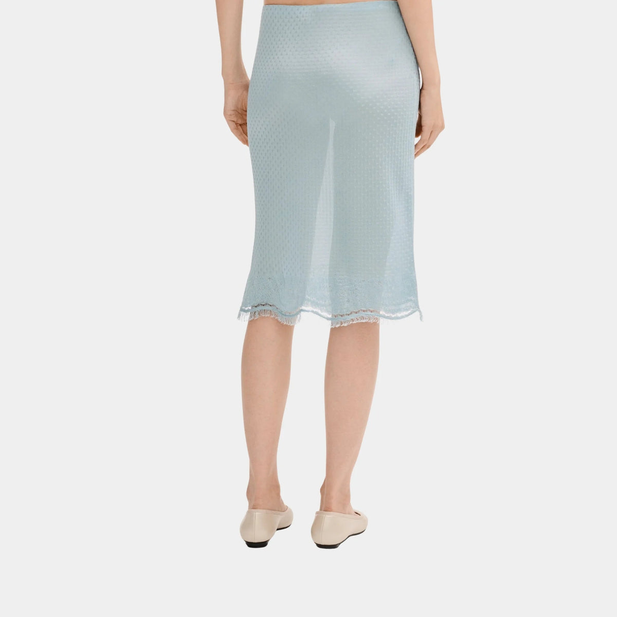 Midi Skirt in Light Blue Mixed Fibres