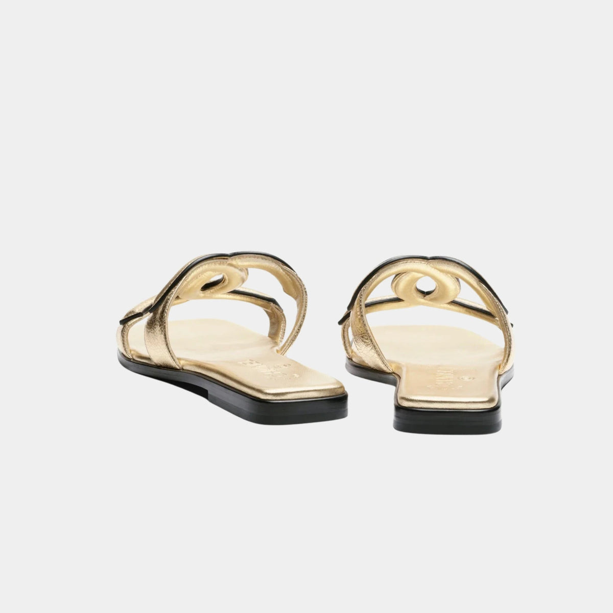 Mules in Gold Crackled Laminated Calfskin