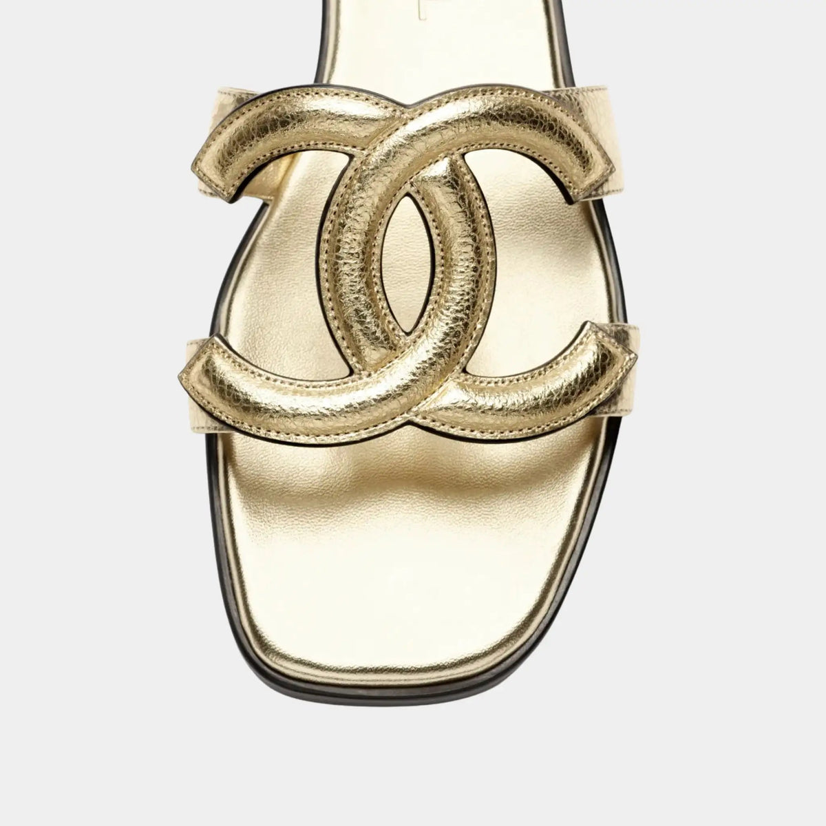 Mules in Gold Crackled Laminated Calfskin