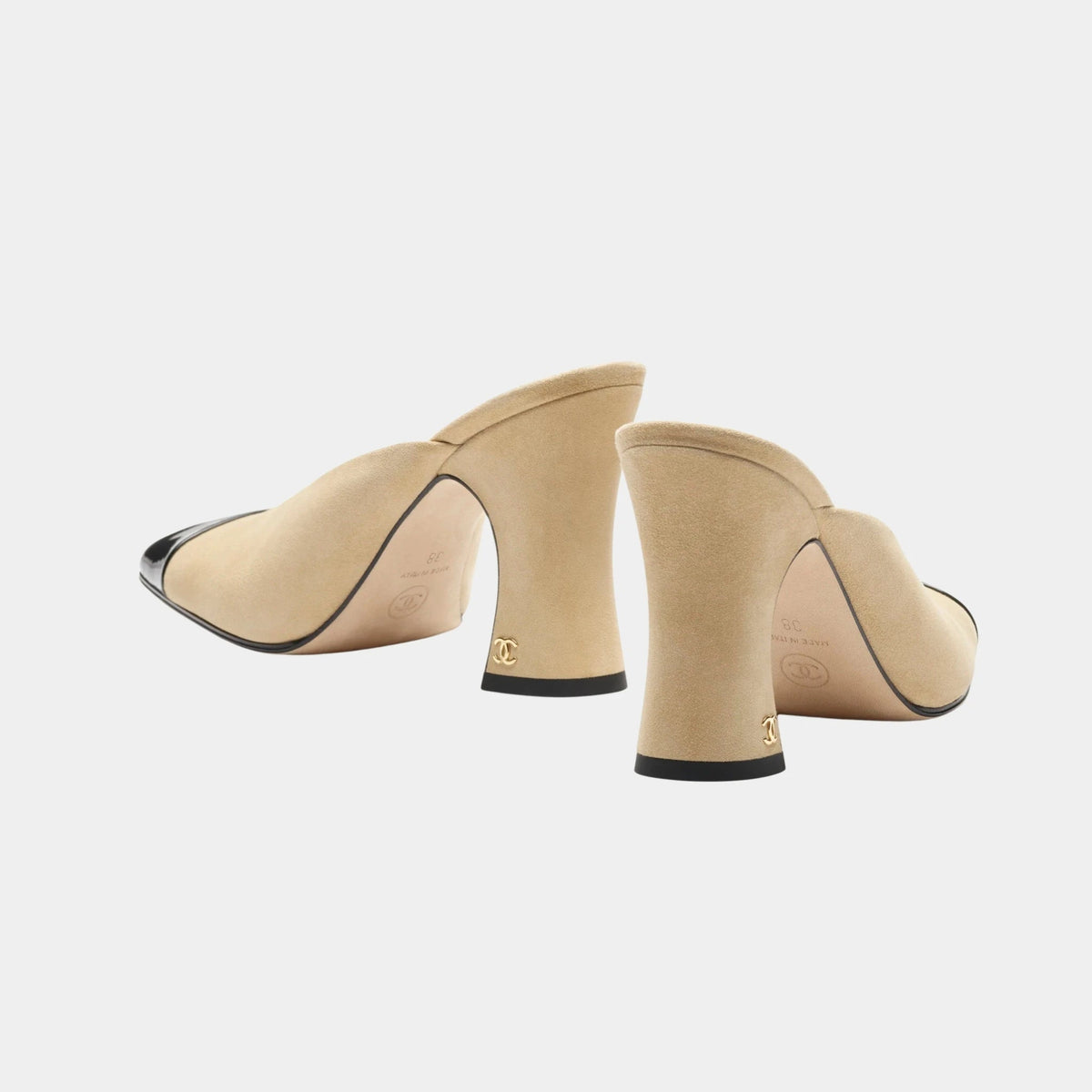Mules in Suede Kidskin & Patent Calfskin