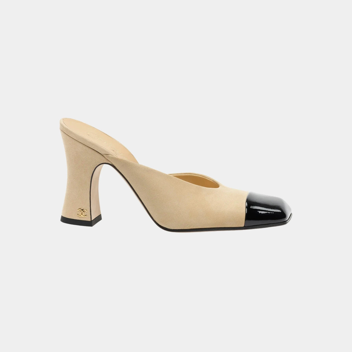 Mules in Suede Kidskin & Patent Calfskin