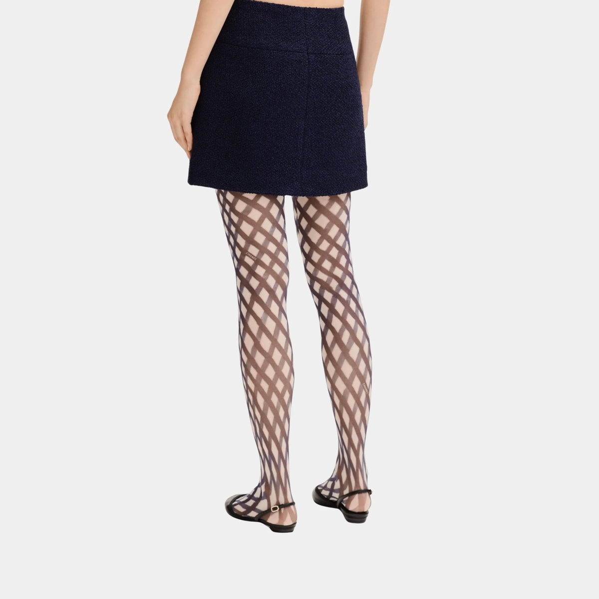 Navy Blue Short Skirt in Tweed