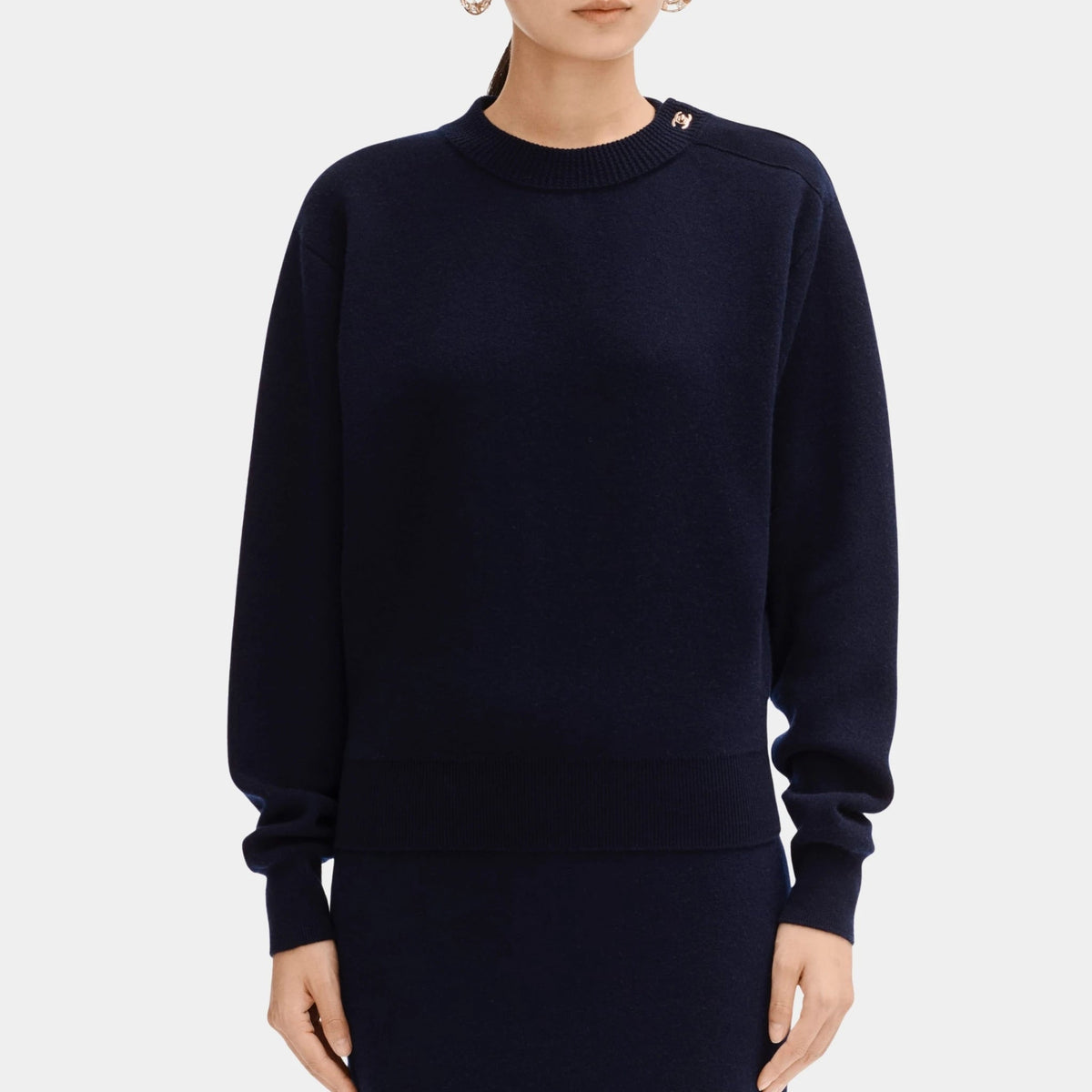 Navy Blue Sweater in Cashmere and Cotton