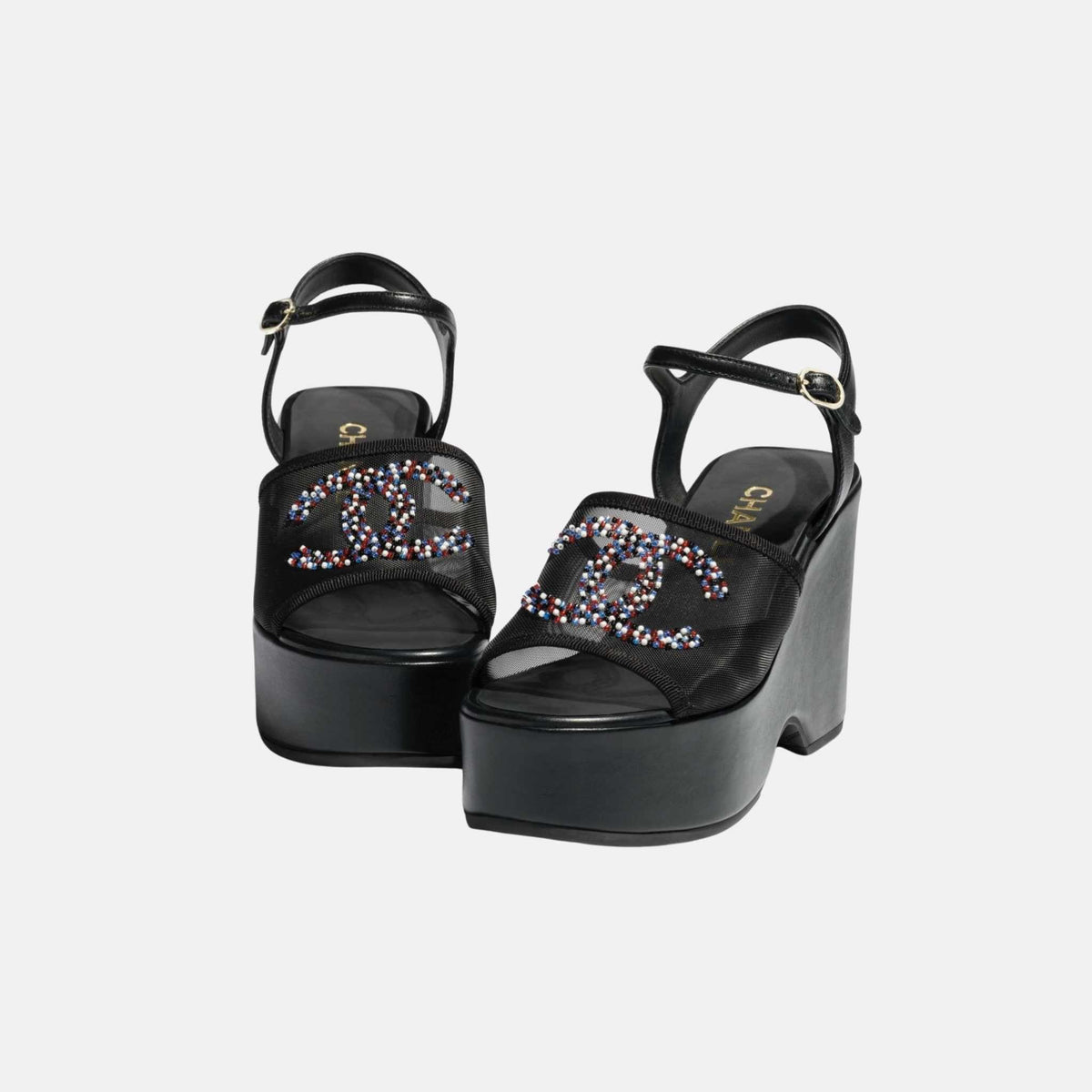 Sandals in Mesh and Glass Beads