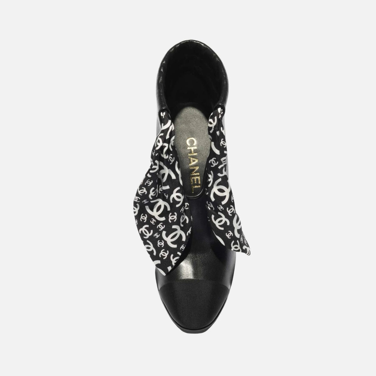 Short Boots in Lambskin Silk and Grosgrain