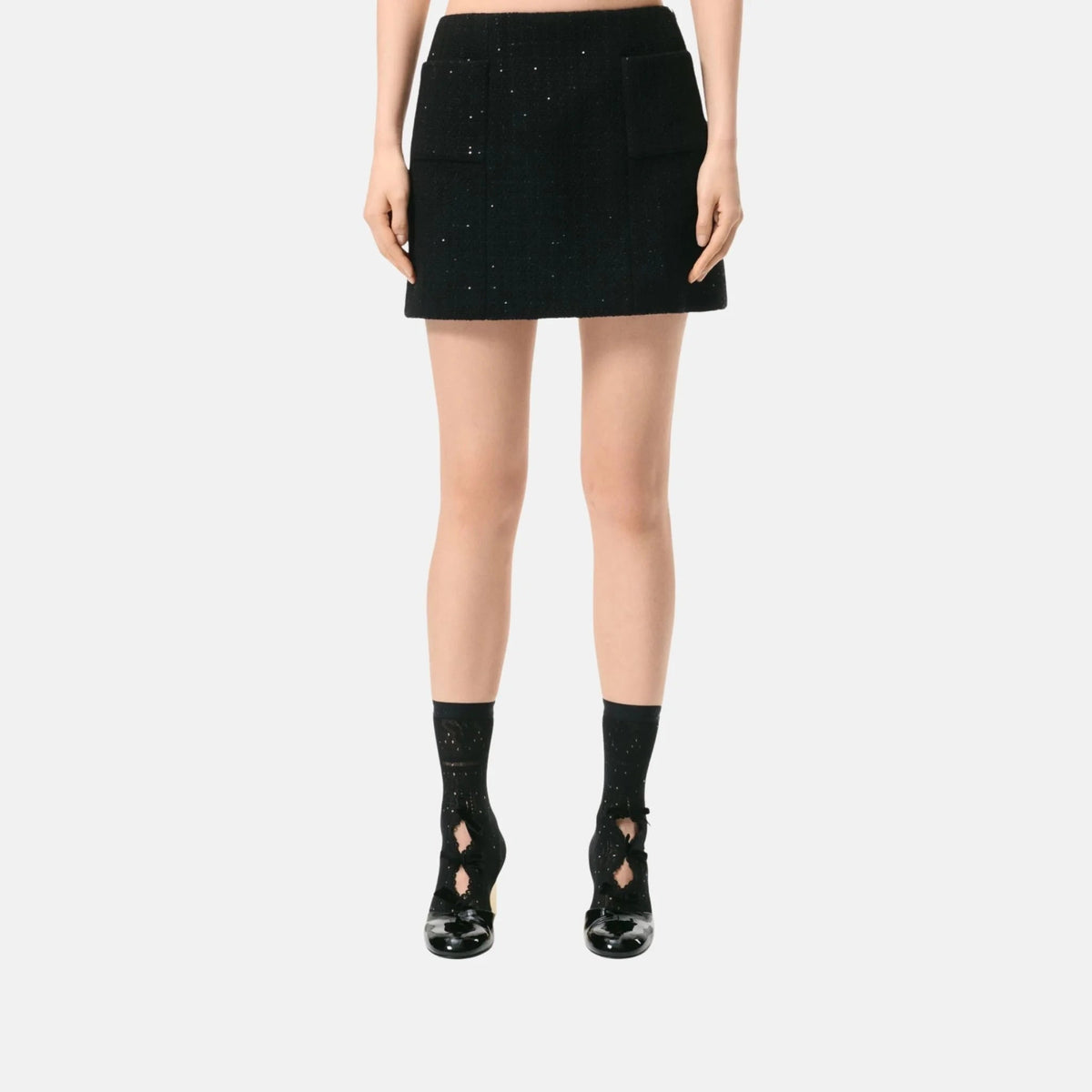 Short Skirt Glittered Wool Tweed