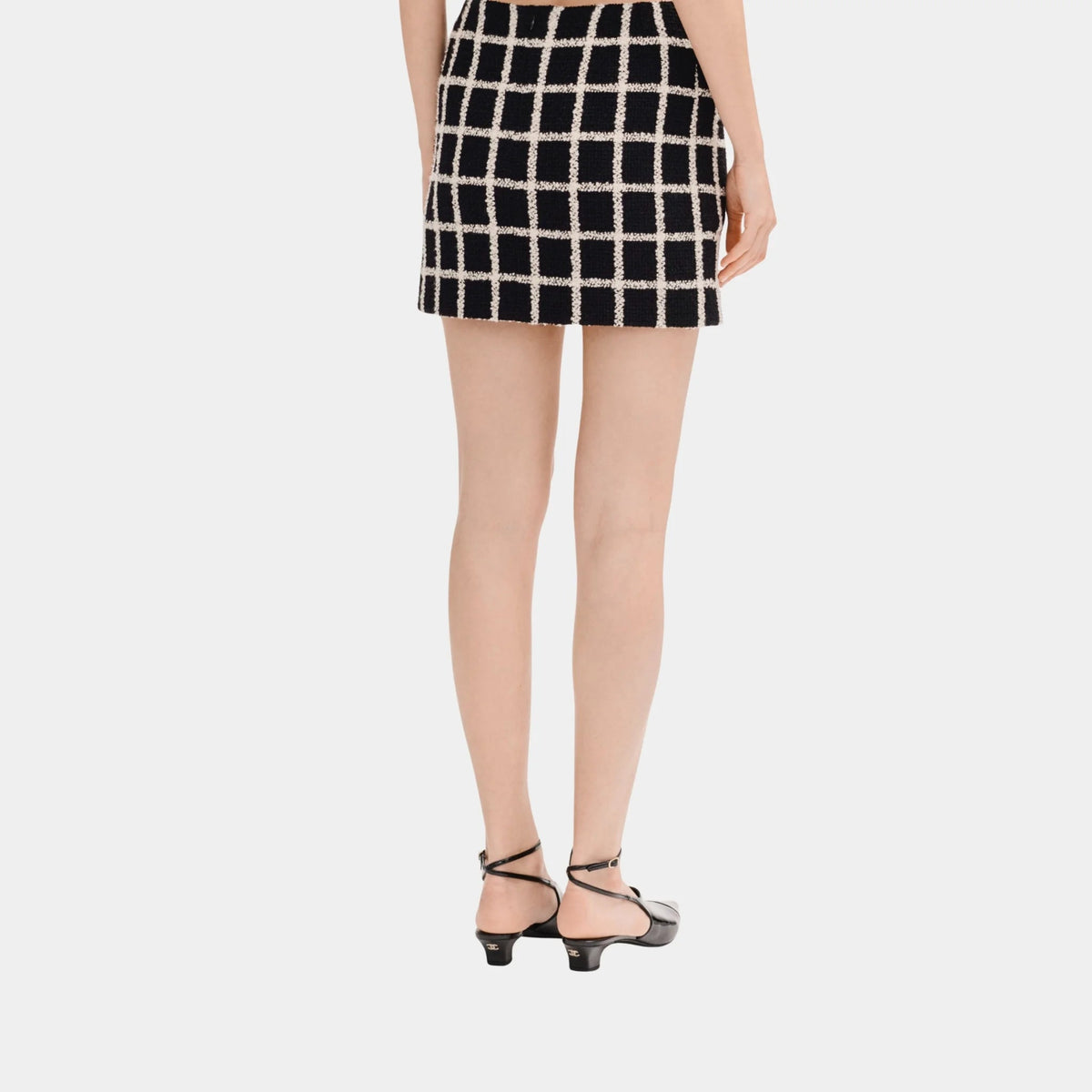 Short Skirt in Black and White Wool Tweed