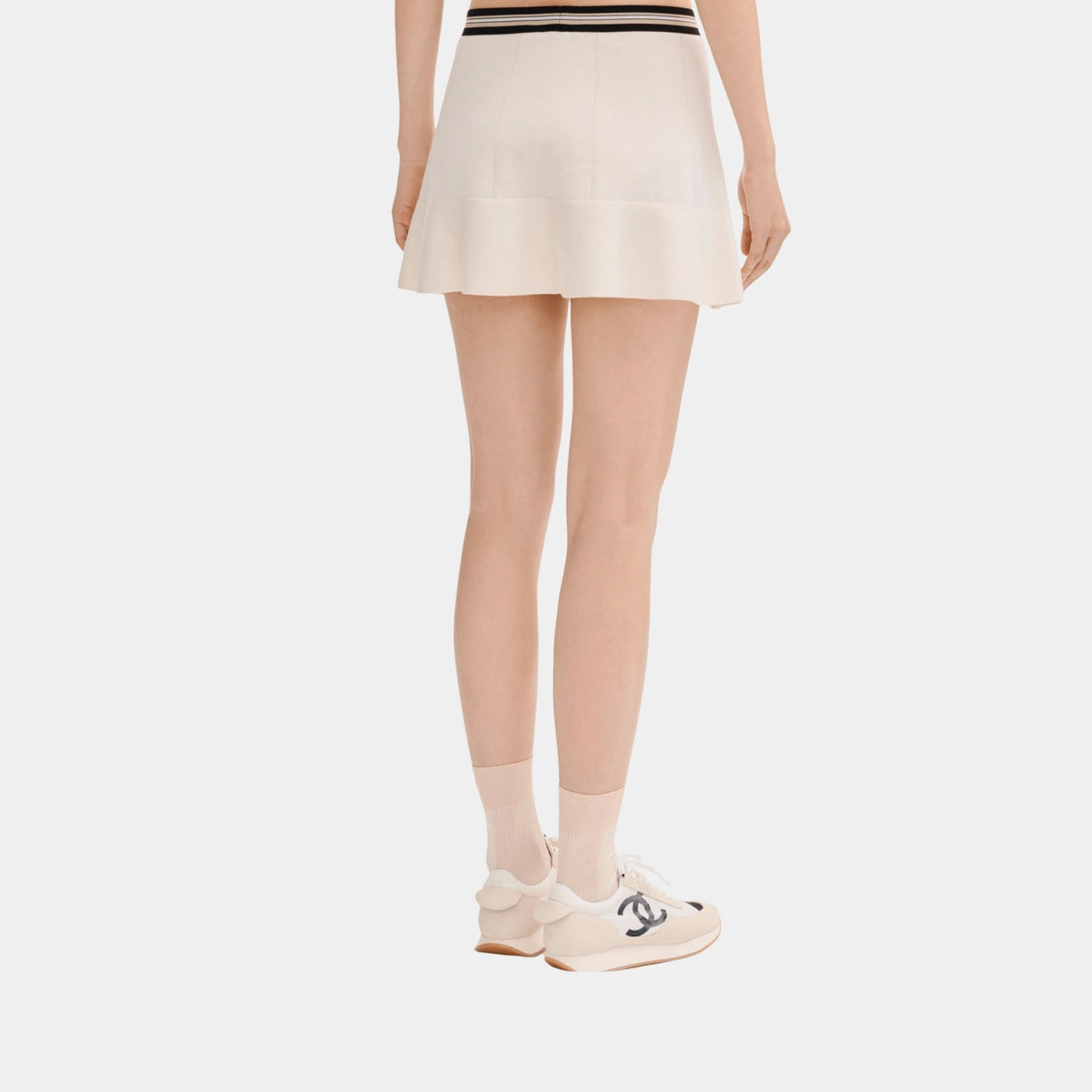 Short Skirt in Ecru Cotton and Cashmere