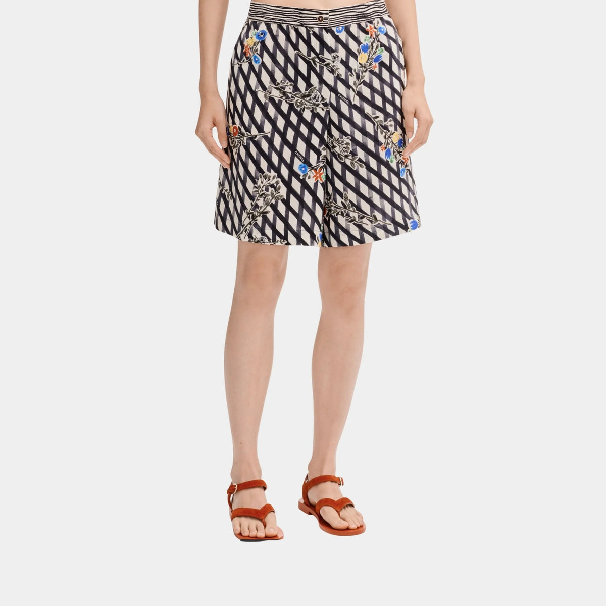 Shorts in Printed Crepe De Chine