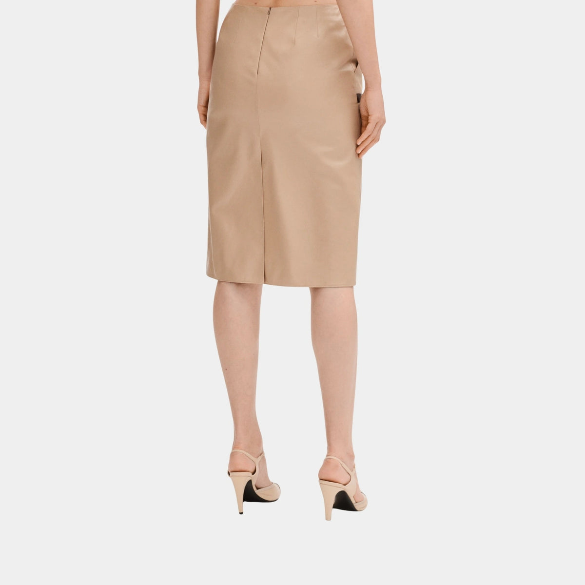 Skirt in Beige and Burgundy Lambskin