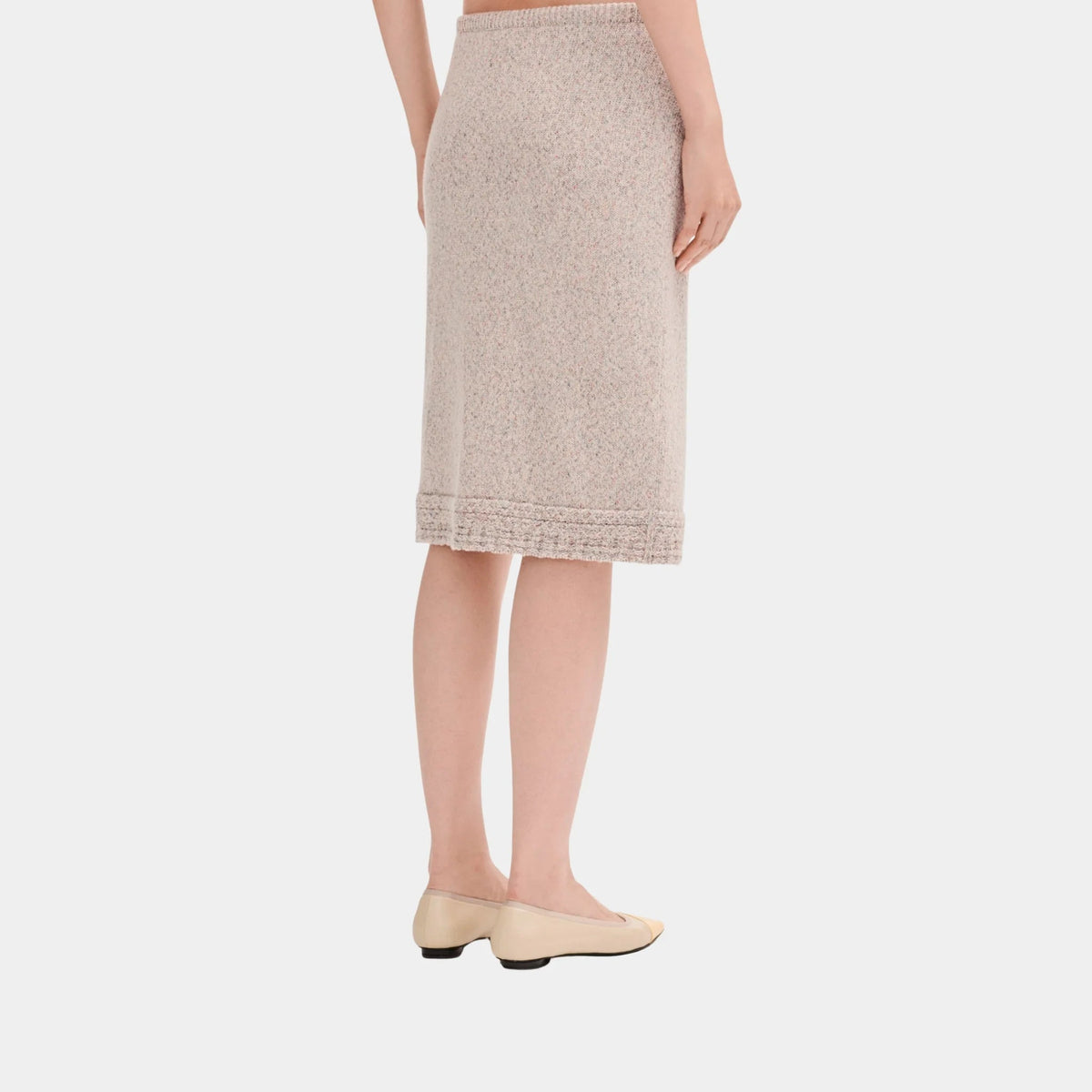 Skirt in Light Beige Linen and Cashmere