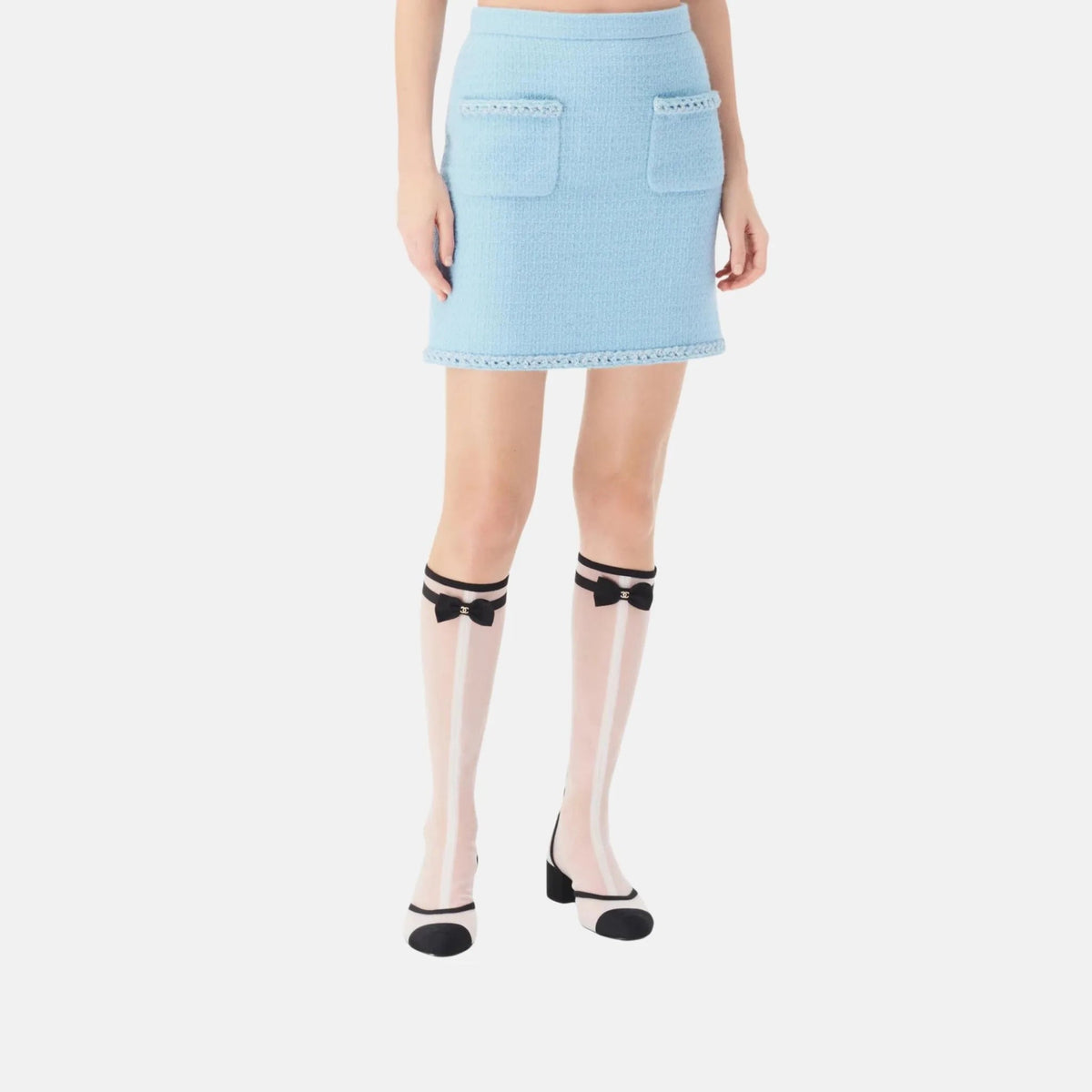 Skirt in Light Blue Wool Tweed