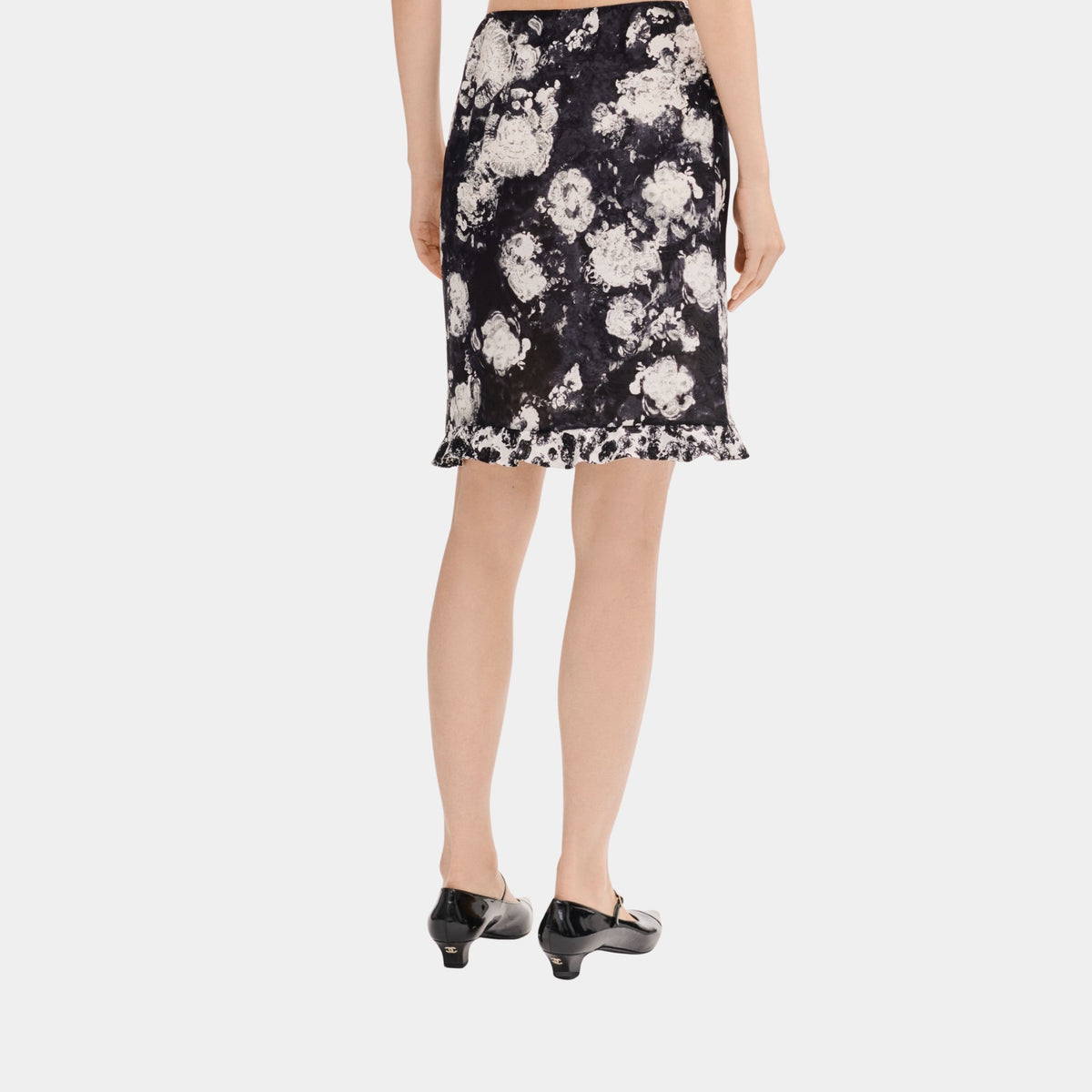 Skirt in Printed Silk Jacquard Black and White
