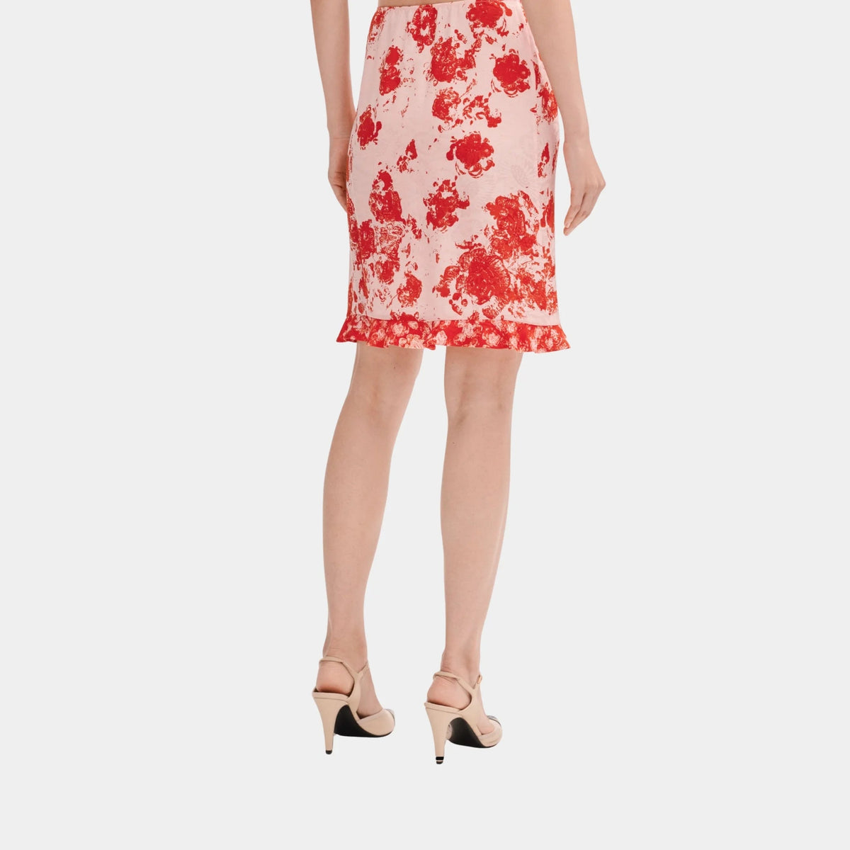 Skirt in Red and Pink Silk Jacquard