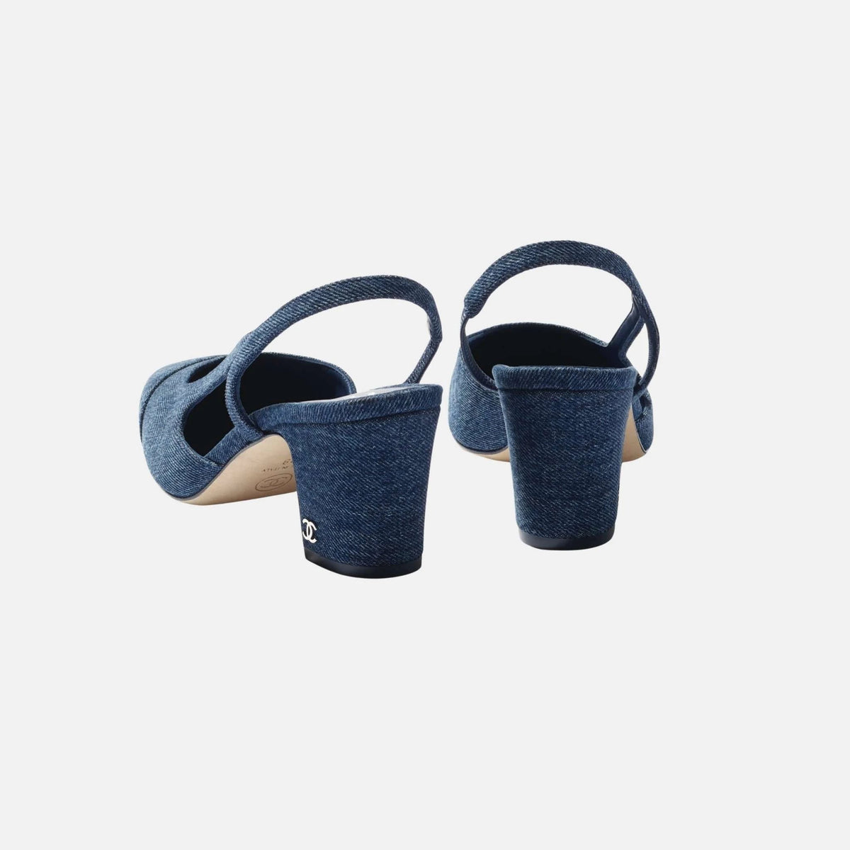 Heeled Slingbacks in Denim