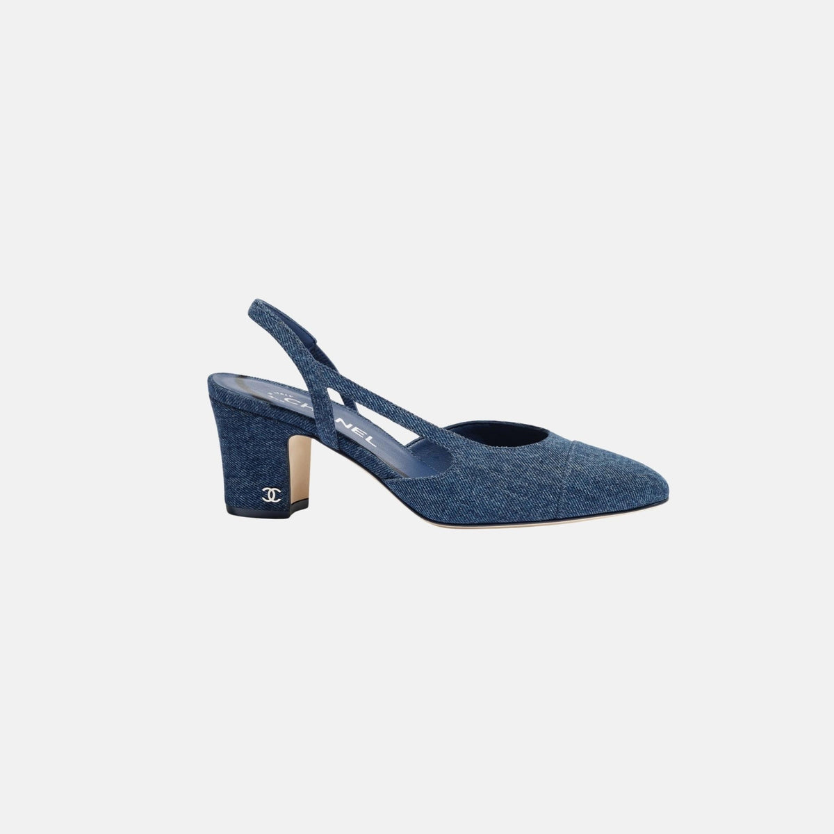 Heeled Slingbacks in Denim