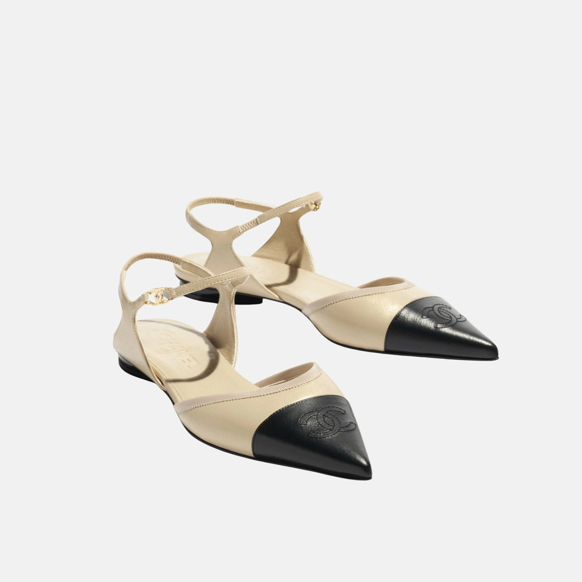 Slingbacks Beige in Iridescent Lambskin