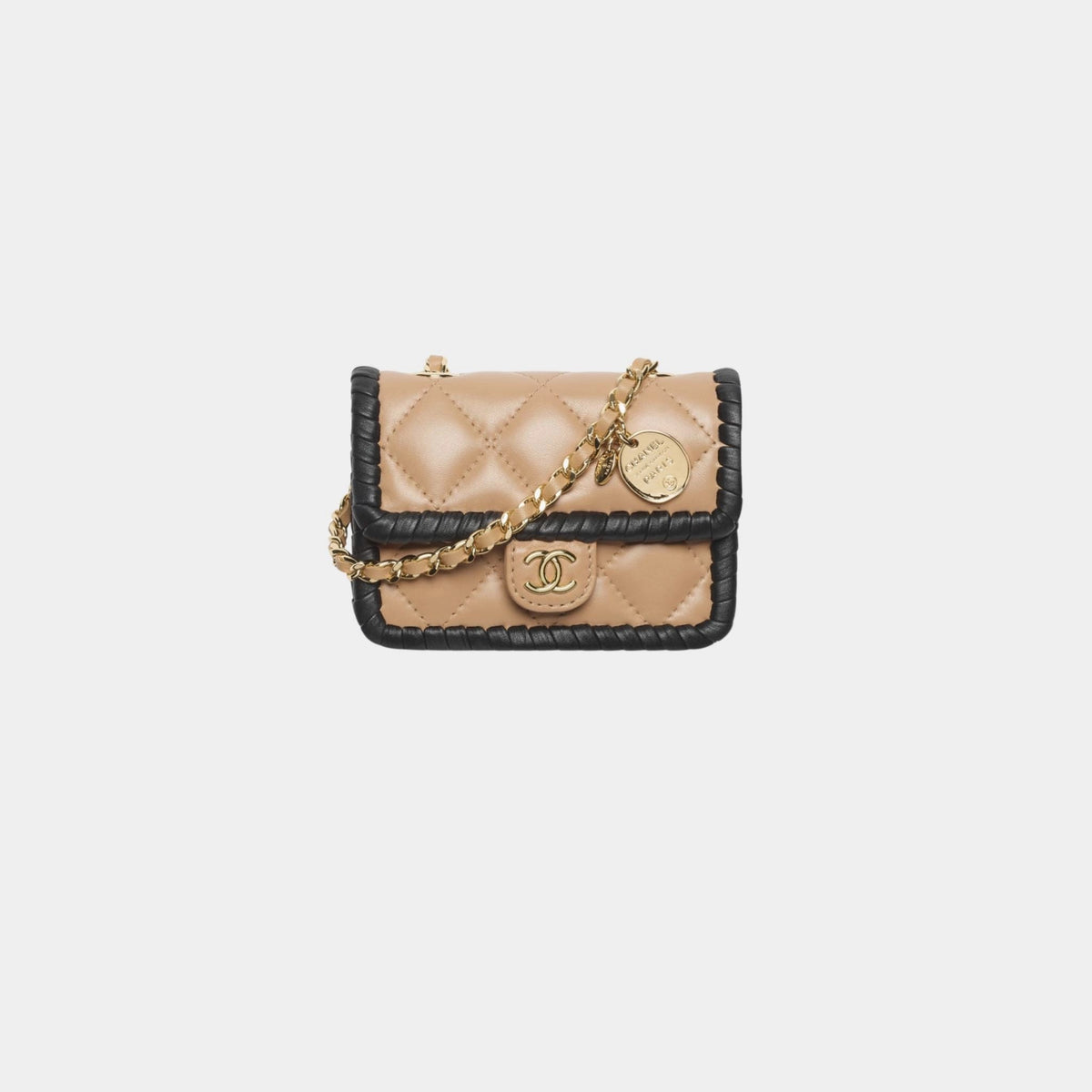 Small Clutch With Chain Lambskin Braided Calfskin & Gold Tone Metal