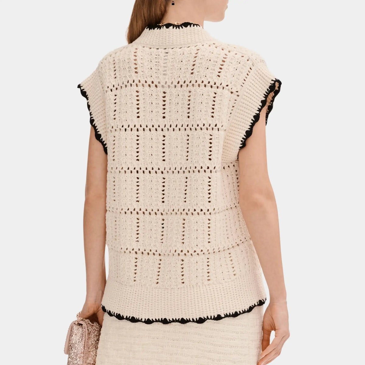 Sweater in Ecru and Black Cotton