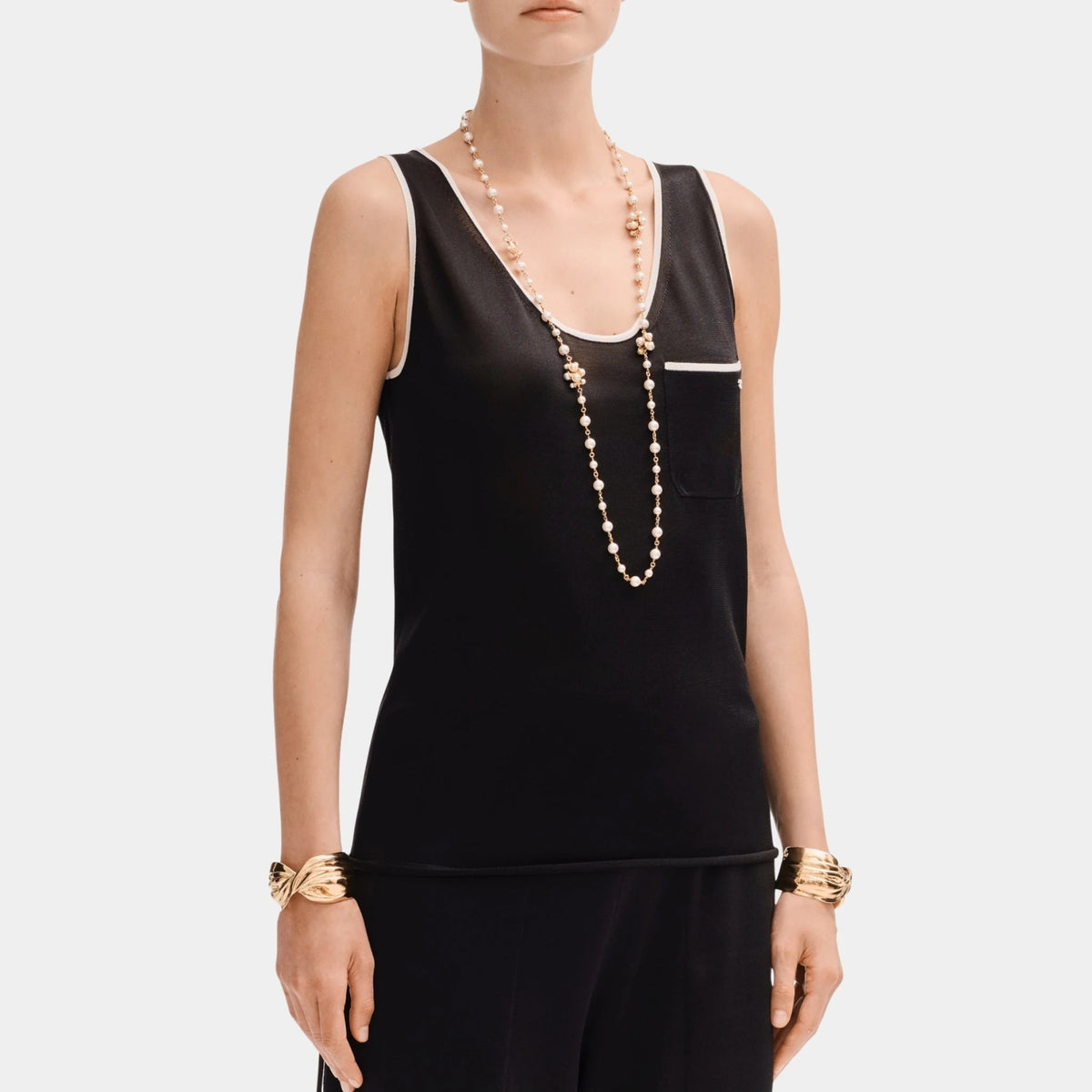 Top in Silk Black and White
