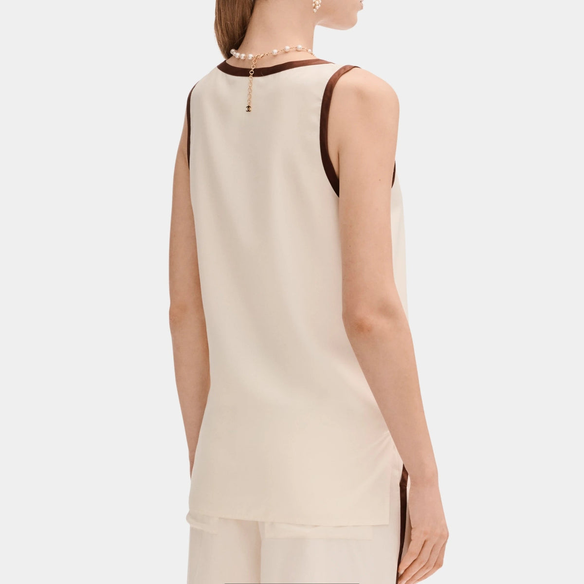 Top in Silk Light Yellow and Burgundy