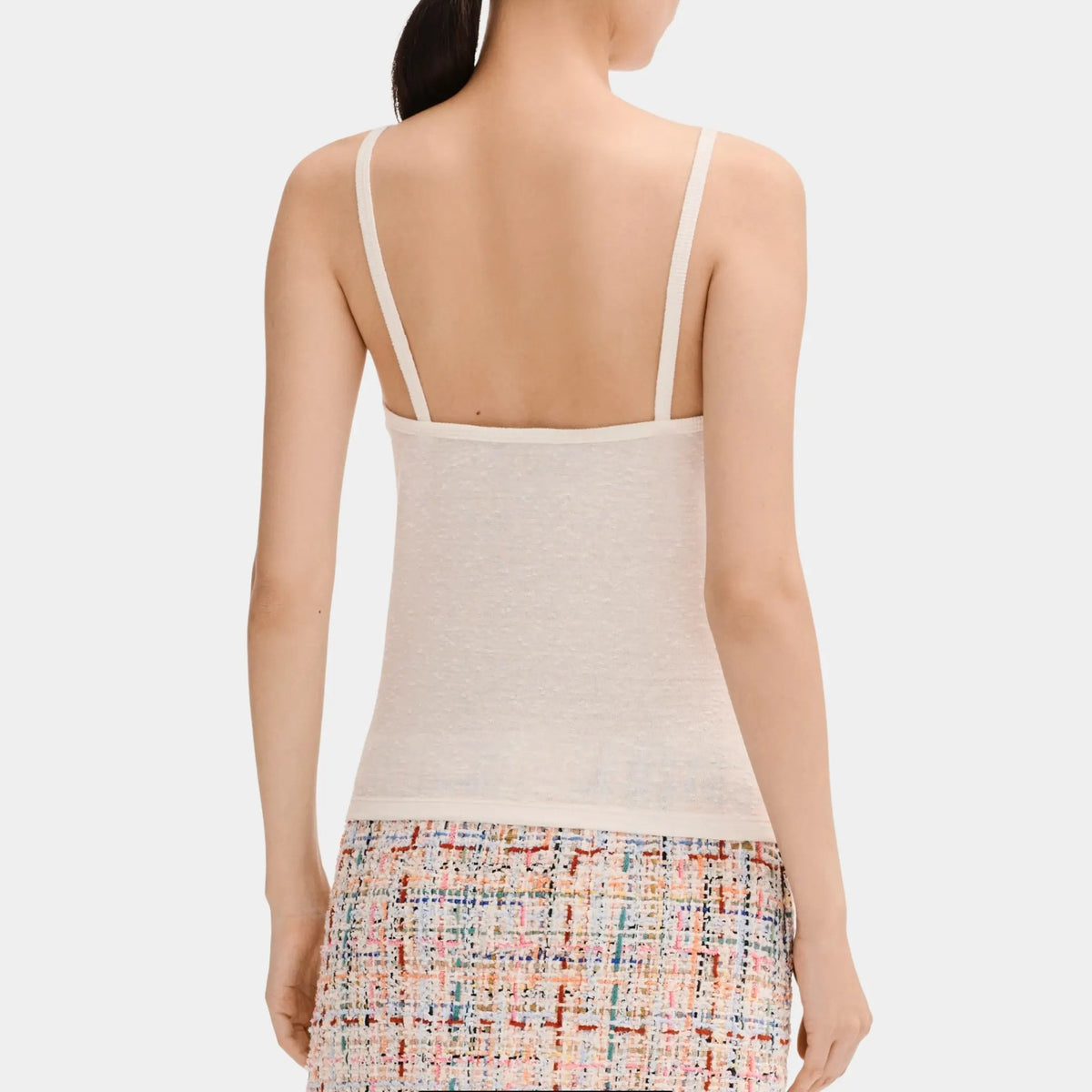 Top in White Linen and Cotton