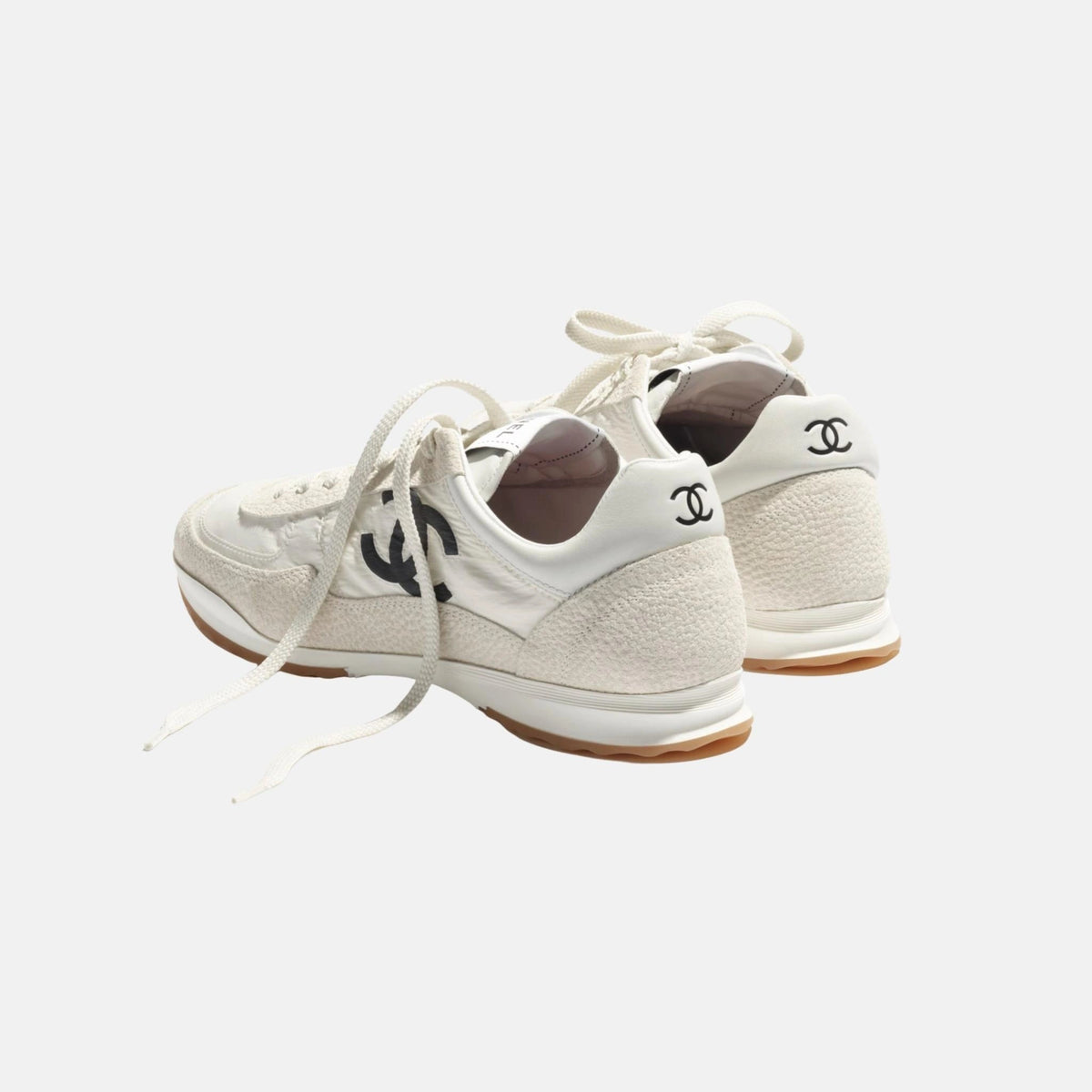 Trainers in Fabric and Embossed Suede Calfskin