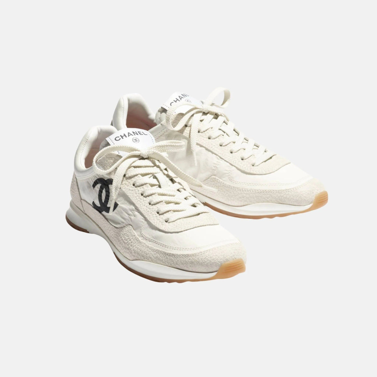 Trainers in Fabric and Embossed Suede Calfskin