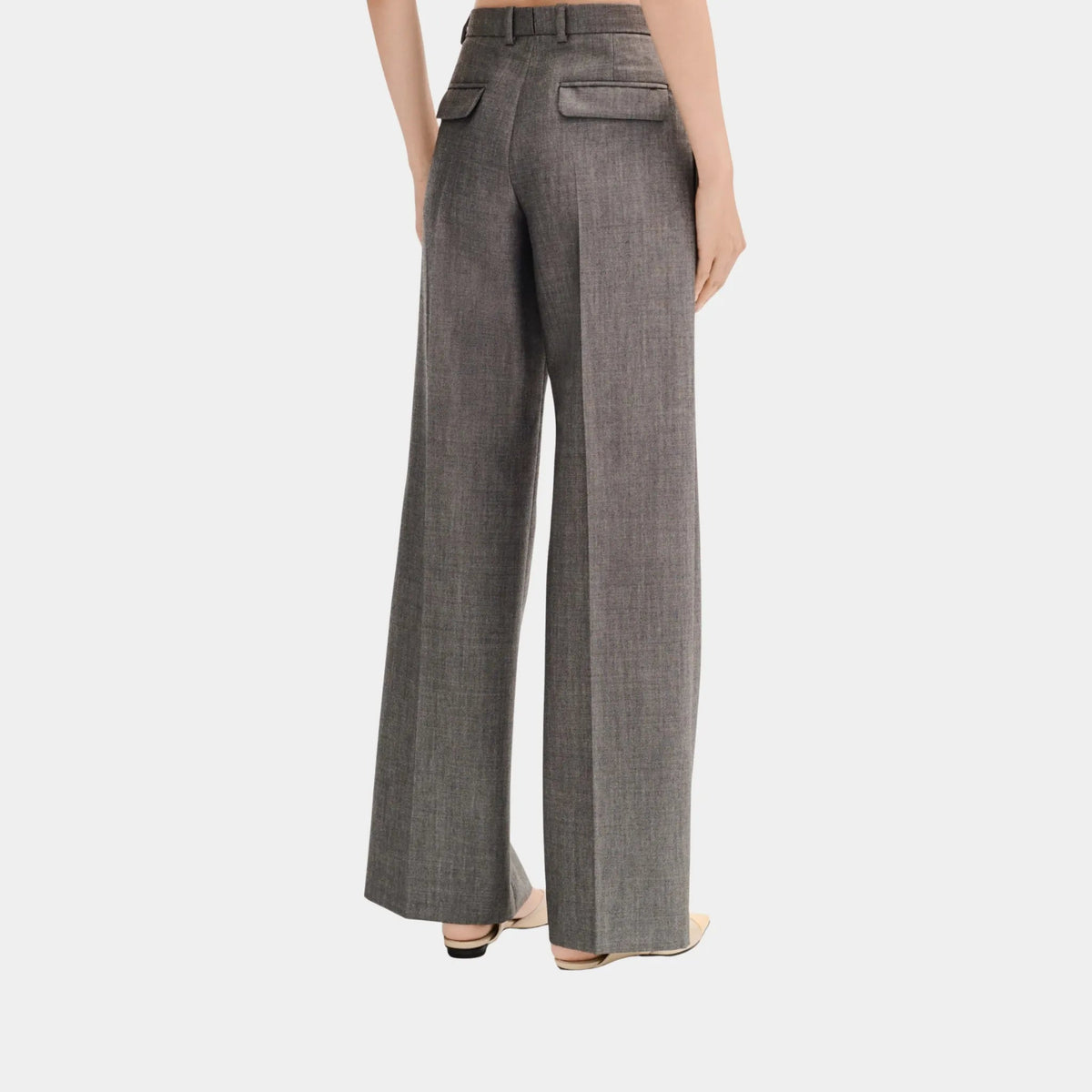 Trousers in Grey Wool Canvas