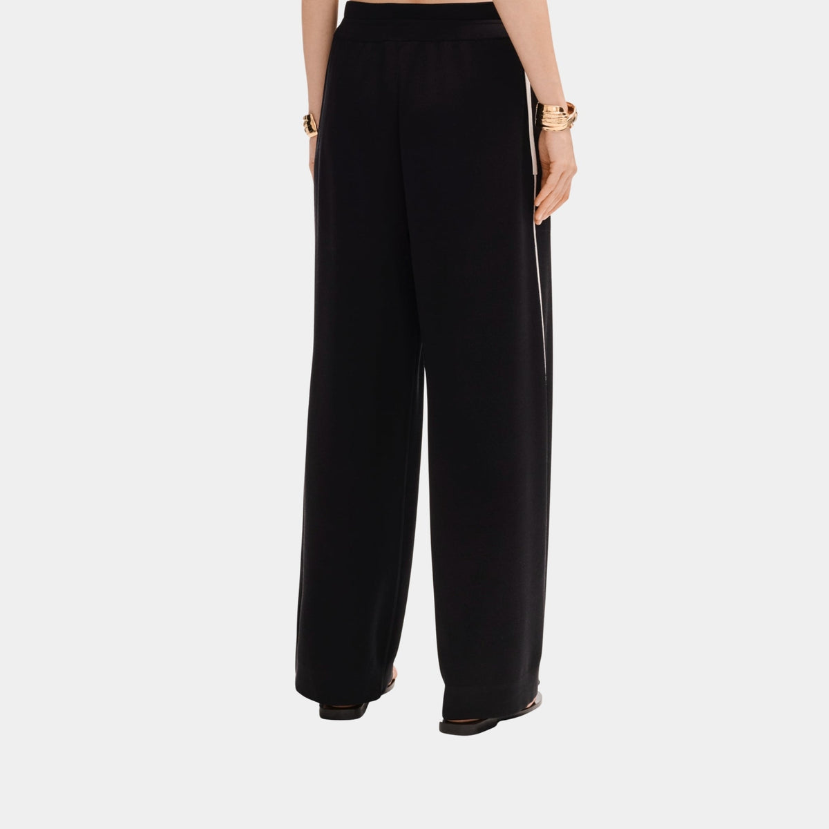 Trousers in Silk Black and White