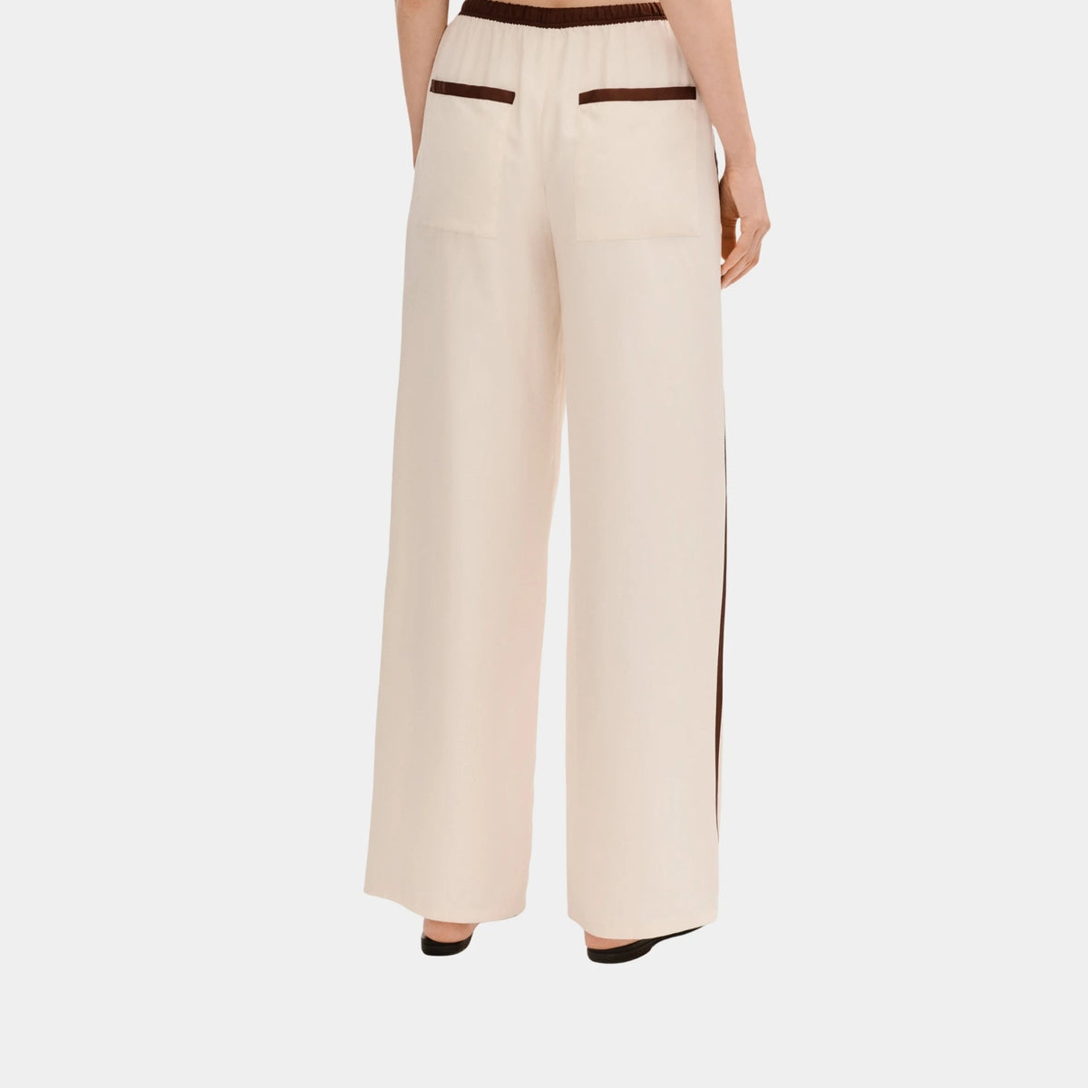 Trousers in Silk Light Yellow and Burgundy
