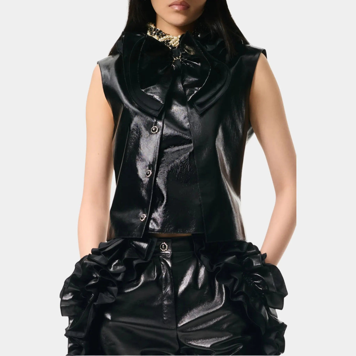 Vest in Black Lambskin