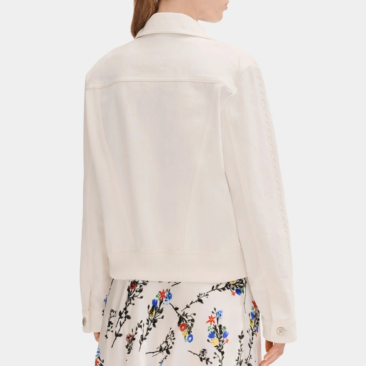 White Jacket in Embroidered Denim