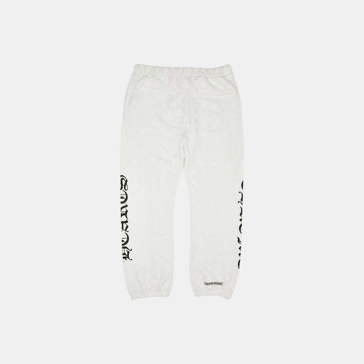 Cross Print Horse Shoe Logo White Sweat Pants
