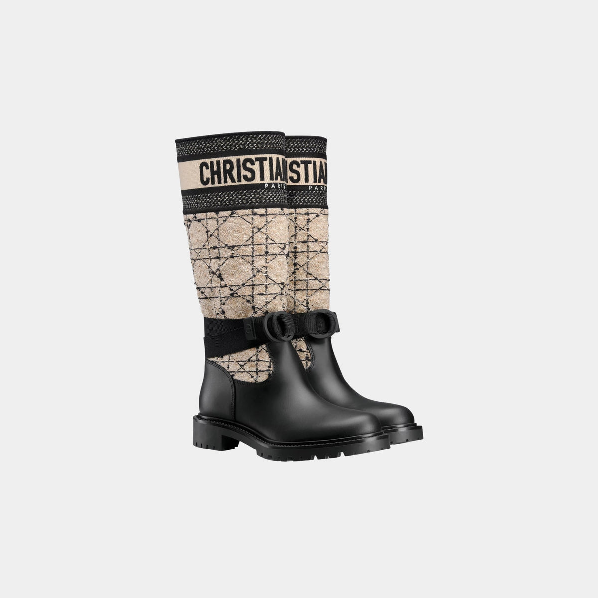 D Major Boot Cannage Tweed and Black Calfskin