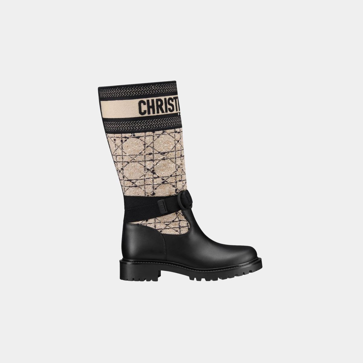 D Major Boot Cannage Tweed and Black Calfskin
