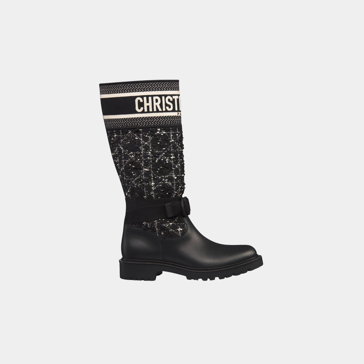 D Major Boot Cannage Tweed and Black Calfskin