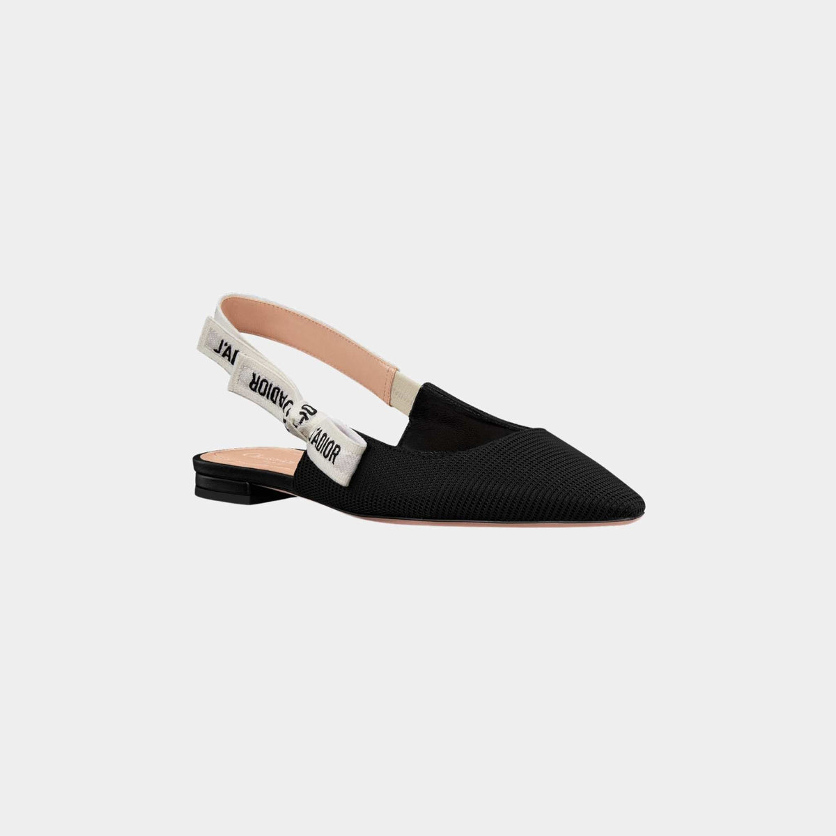 J'Adior Slingback Flat Black Technical Fabric
