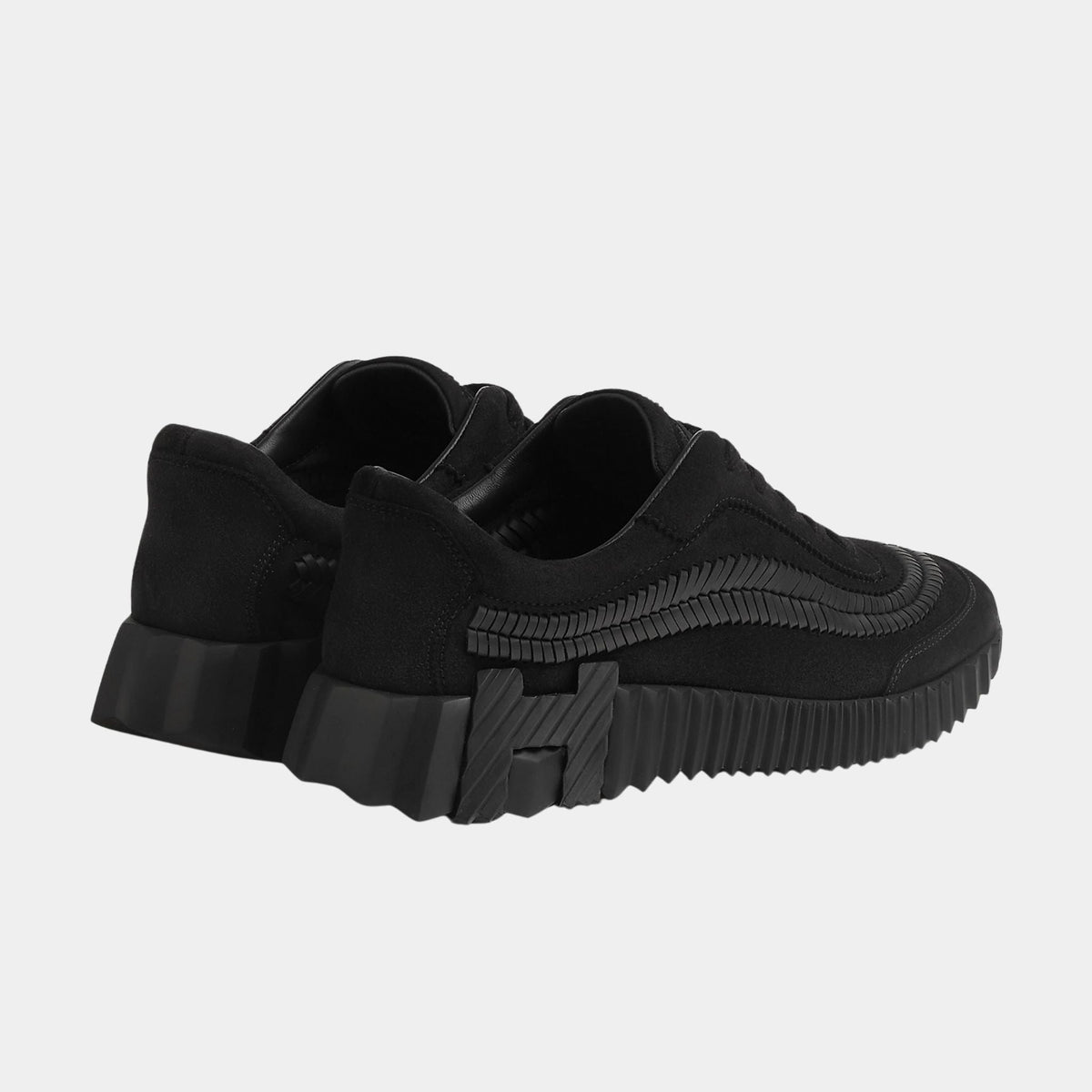 Bouncing Sneakers Suede and Herringbone Braided Calfskin