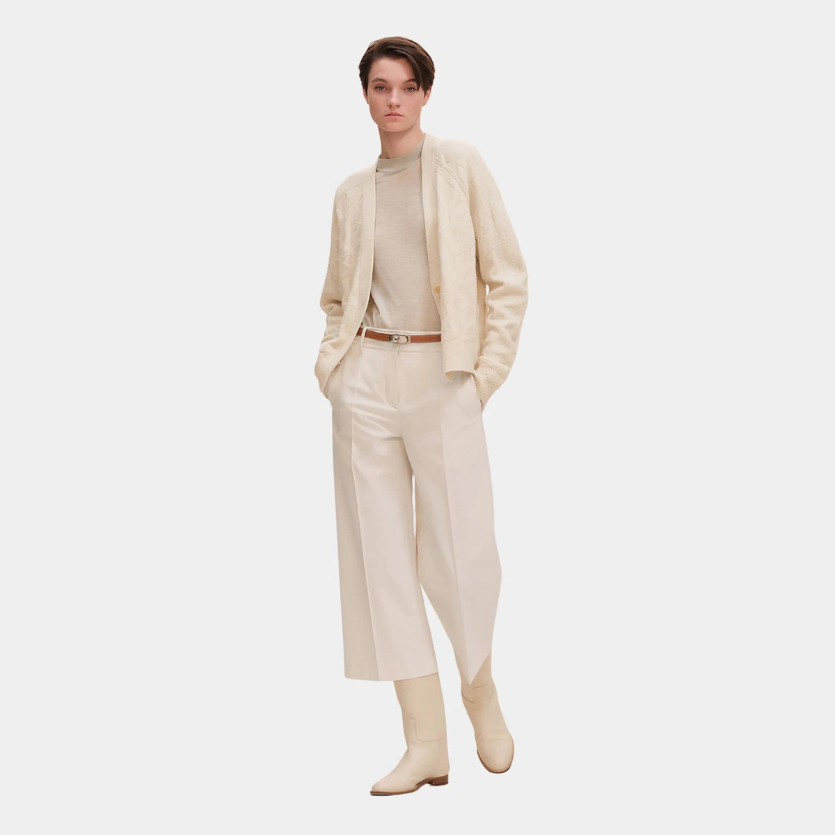 Cropped Pants in Double Stretch Cotton Twill