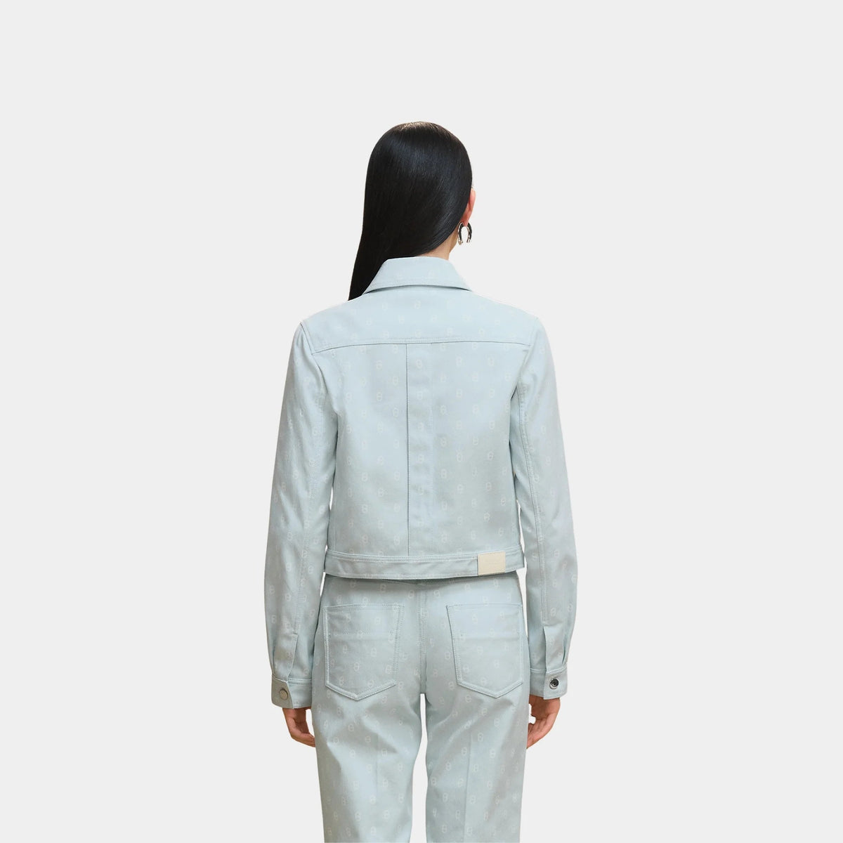 Denim-inspired Jacket with Anchor Chain Print in Cotton
