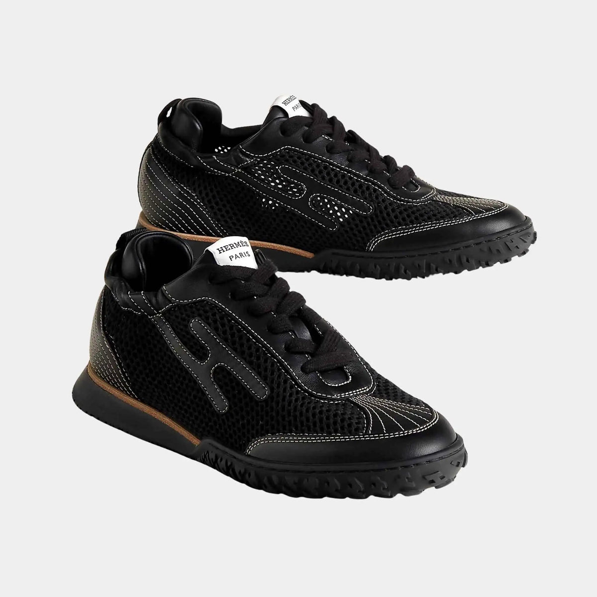 Jet Sneakers in Crochet Knit and Nappa Leather