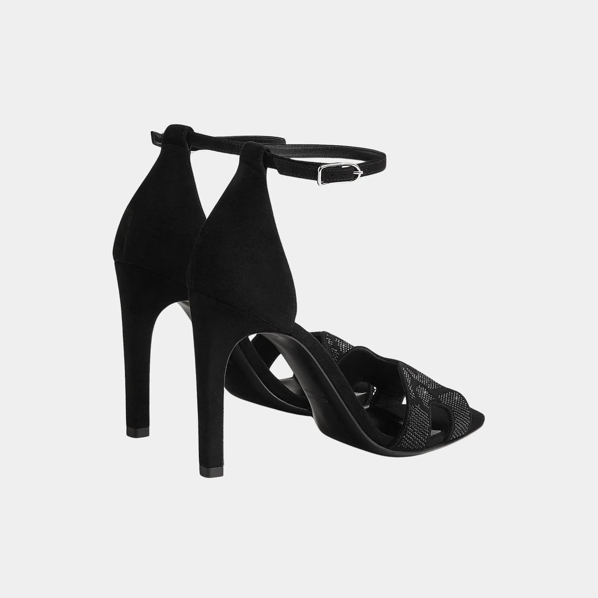 Joy 105 Heeled Sandals in Suede Goatskin with Rhinestone