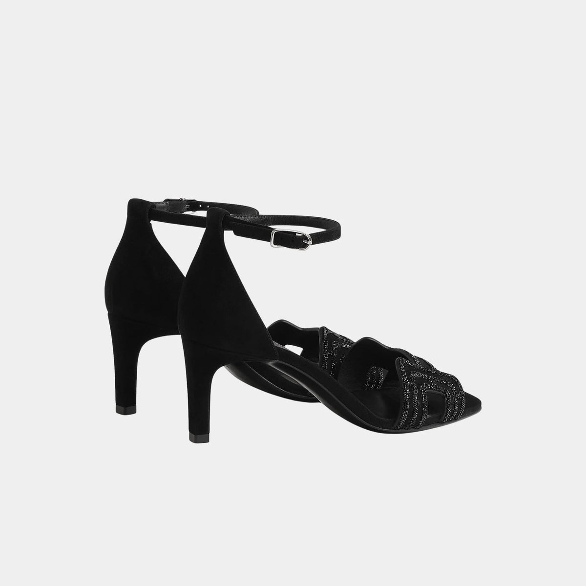 Joy 70 Heelede Sandal in Suede with Arcane Motif