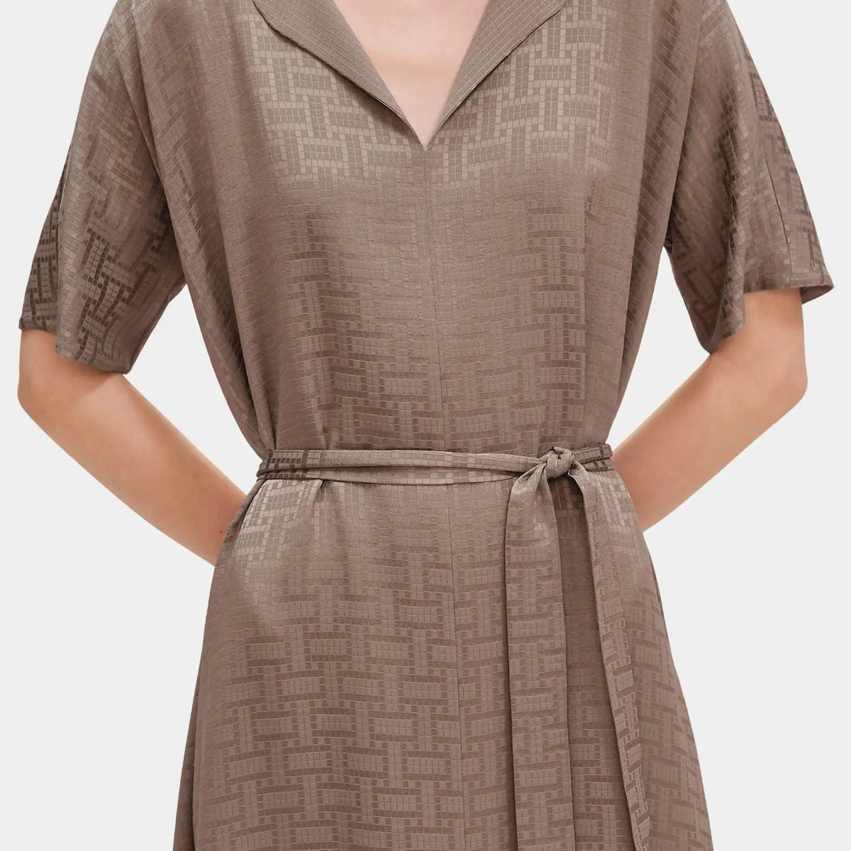 Mosaique Belted Caftan in Jacquard Silk